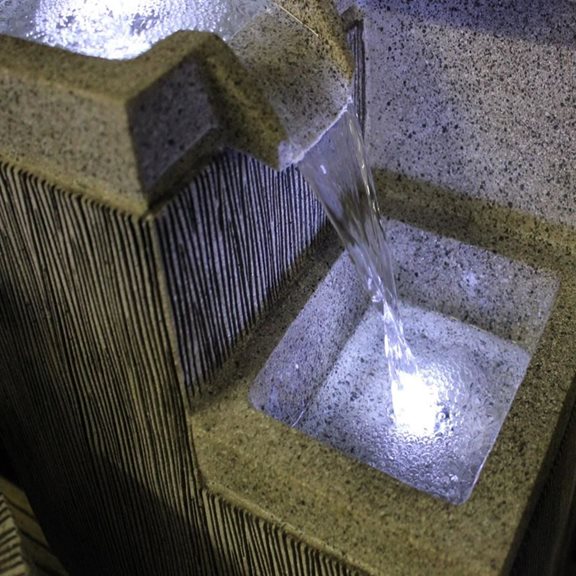 additional image for 4 Bowl Textured Granite Water Feature with LED Lights