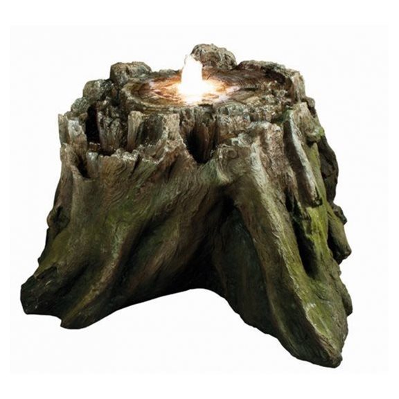 Tree Trunk Section Bubbling Water Feature with LED Lights
