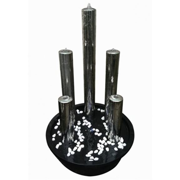 5 Stainless Steel Tubes Lit Water Feature with LED Lights