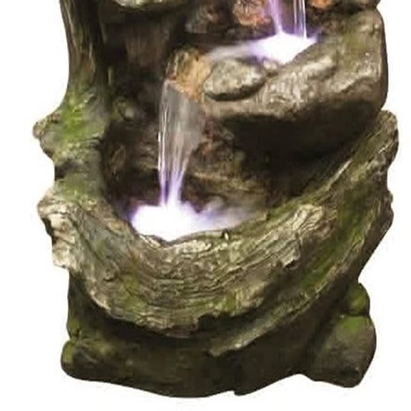 additional image for Rock & Wood Falls Water Feature with LED Lights