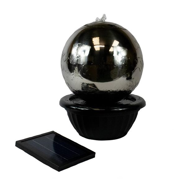 additional image for 30cm Solar Powered Stainless Steel Sphere Water Feature