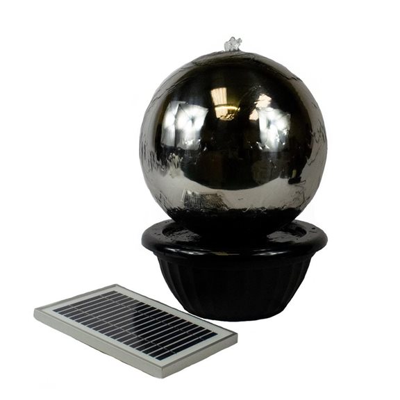 additional image for 40cm Solar Powered Stainless Steel Sphere Water Feature