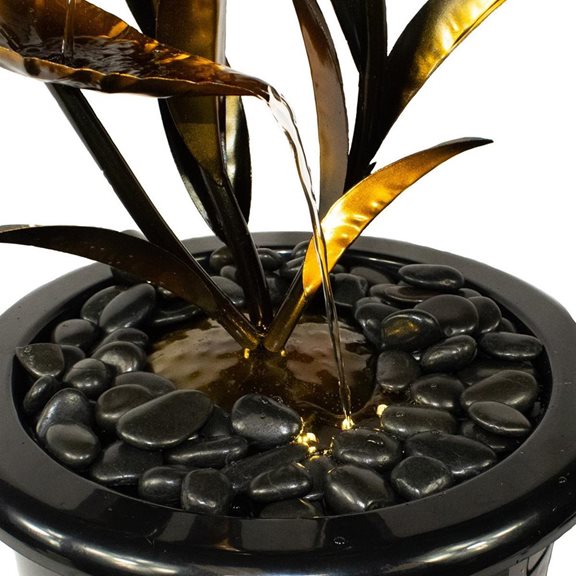 additional image for Copper Effect Leaf Solar Powered Water Feature