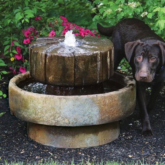 Millstone Fountain River Rock Cast Stone Massarelli Water Feature