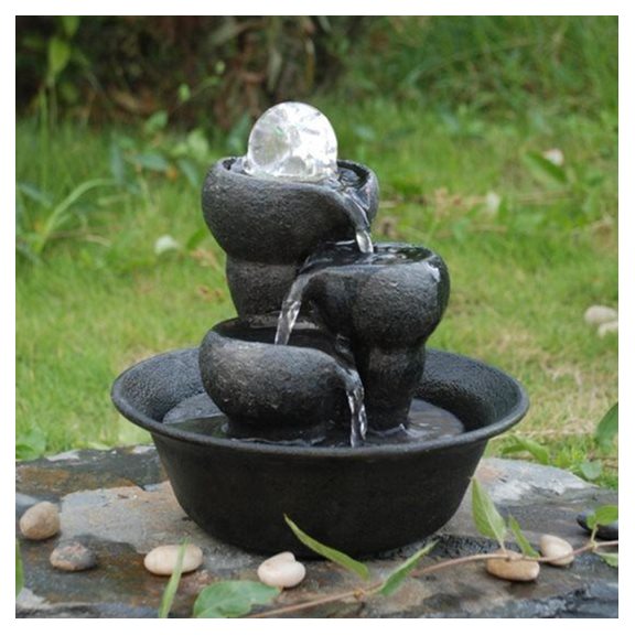 3 Bowls Crystal Ball Indoor Water Feature
