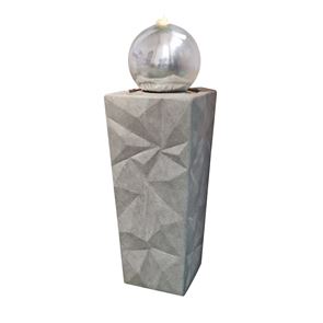 Tidal Tapered Column with Stainless Steel Sphere LED Lit Water Feature