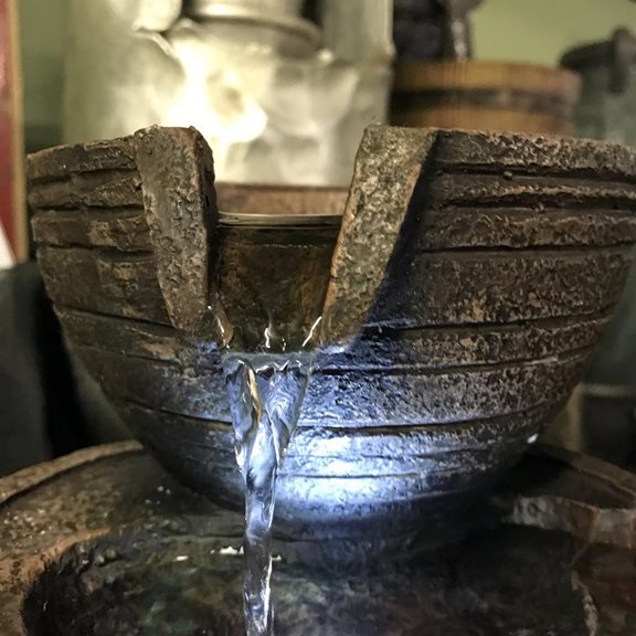 additional image for Pouring Brown Bowls Water Feature with LED Light