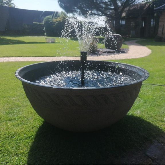 additional image for Lotus Sandy Bowl Patio Pond Water Feature with White LED Spotlight
