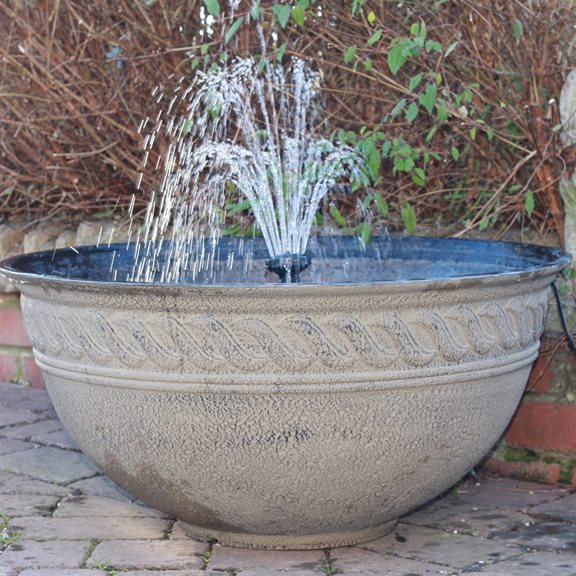 Lotus Sandy Bowl Patio Pond Water Feature with White LED Spotlight
