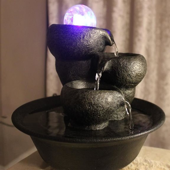additional image for 3 Bowls Crystal Ball Indoor Water Feature
