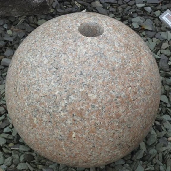 additional image for 35cm Pink Granite Drilled Flamed Surface Sphere Water Feature Kit