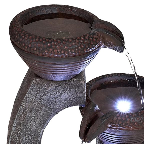 additional image for Solar Powered U Shape Bowls Water Feature with Battery Back Up
