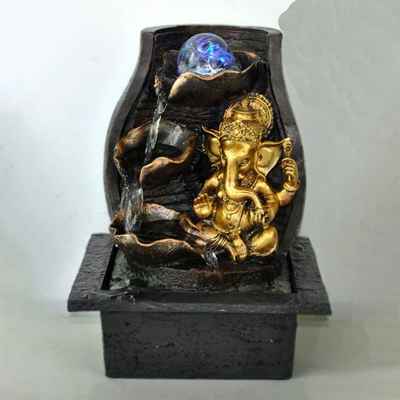 Monreale Ganesh with Spinning Crystal Ball Water Feature