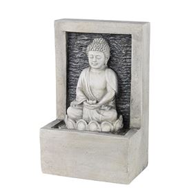 Pebble Grey Buddha Sat In Lotus Flower Indoor Water Feature