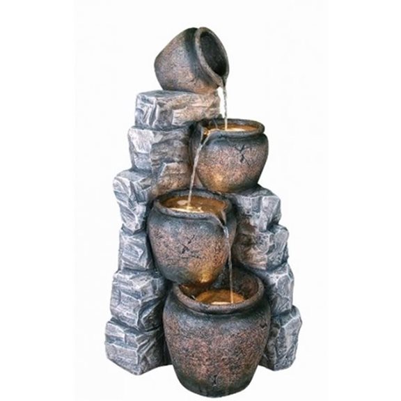 additional image for Four Pots On Blue Slate Wall Lit Water Feature