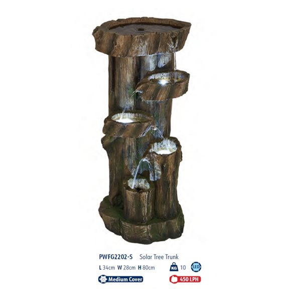 additional image for Tree Trunk Solar Powered Garden Water Feature