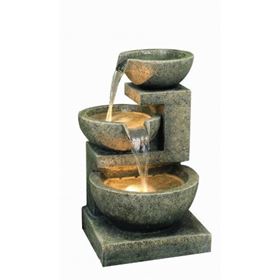 Medium Kyoto Granite Three Bowl Solar Powered Water Feature