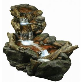Large Boulder River Falls Water Feature with LED Lights