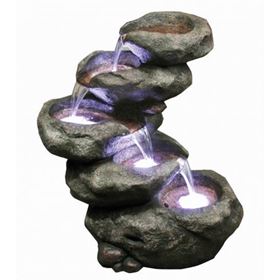5 Pool Boulder Rockfall Lit Water Feature with LED Lights