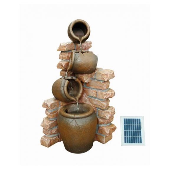 additional image for Solar Powered 4 Pots Water Feature with Battery Back Up