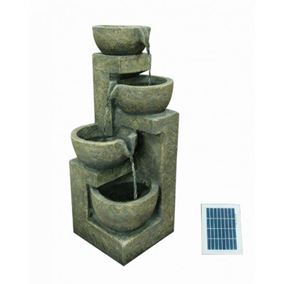 Solar Powered 4 Bowl Water Feature with Battery Back Up