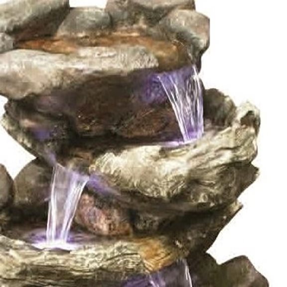 additional image for Rock & Wood Falls Water Feature with LED Lights