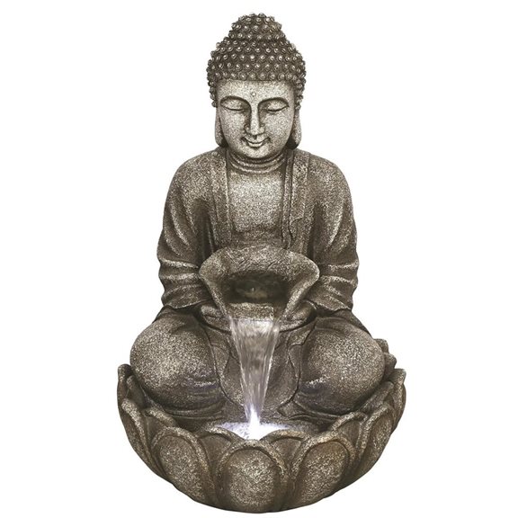 Medium Grey Buddha Solar Powered Water Feature