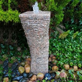 60cm Pink Granite Twisted Water Feature Kit
