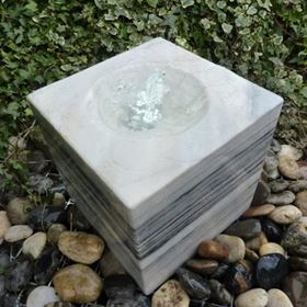 30cm Polished Black and White Marble Babbling Cube Water Feature Kit with Lights