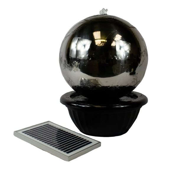 additional image for 50cm Solar Powered Stainless Steel Sphere Water Feature