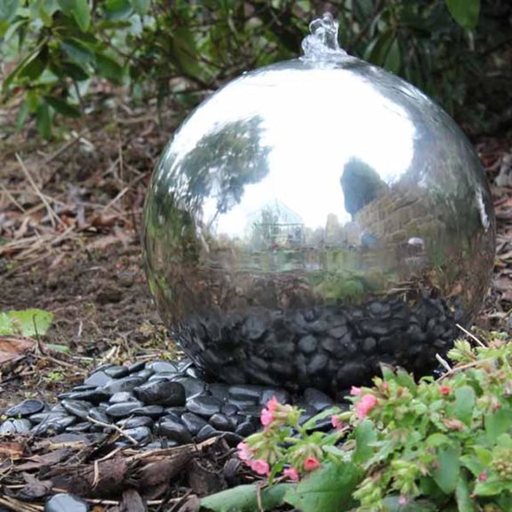 additional image for 40cm Sphere Stainless Steel Water Feature with LED Lights