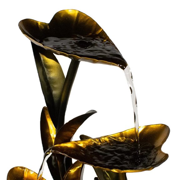 additional image for Copper Effect Leaf Water Feature with LED Light
