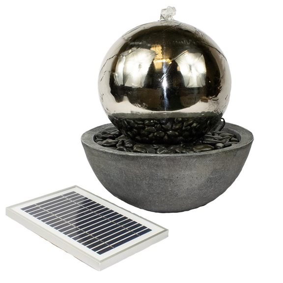 additional image for Large Solar Powered Stainless Steel Sphere in Bowl Water Feature
