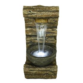 Burlington Log Falls Pouring LED Lit Water Feature