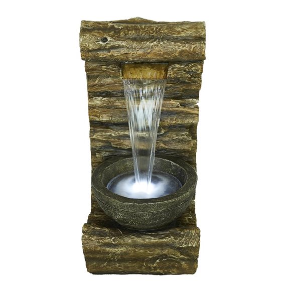 additional image for Burlington Log Falls Pouring LED Lit Water Feature