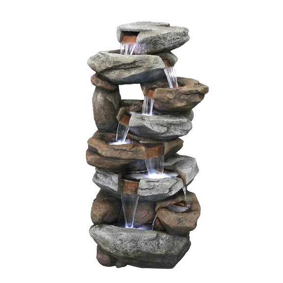 Oklahoma Giant Rock Falls Water Feature with LED Lights