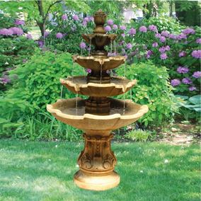 Classic Four Tier Fountain Cast Stone Water Feature (Short Pedestal)