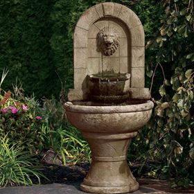 Lion Finial Garden Fountain Meadow Bronze Massarelli Water Feature