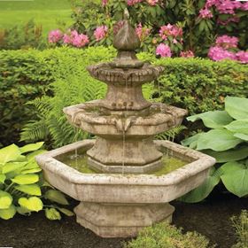 Three Tier Spade Fountain Meadow Bronze Massarelli Water Feature