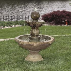 Opal Octagonal Fountain Cast Stone Water Feature (Everglade Stone)