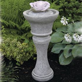 Fountainette Cast Stone Water Feature Rose Detailed Pink Stain