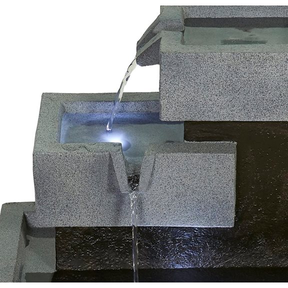 additional image for Solar Powered Stacked Troughs Water Feature with LED Lights