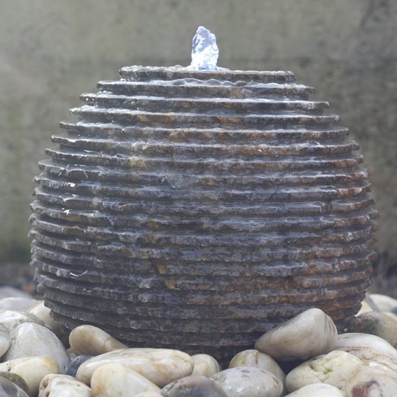 60cm Cascading Black Limestone Sphere Water Feature Kit
