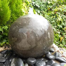 40cm Polished Black Limestone Sphere Water Feature Kit with LED Lights