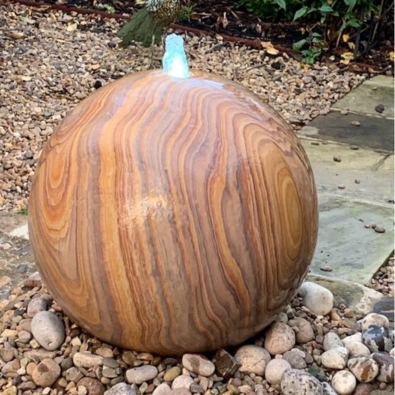 50cm Rainbow Sandstone Drilled Sphere Water Feature Kit