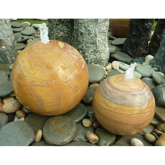 additional image for 30cm Rainbow Sandstone Drilled Sphere Water Feature Kit