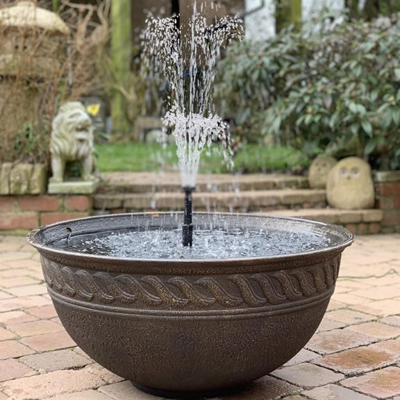 Lotus Bronze Finish Bowl Patio Pond, Water Features For Patios Uk