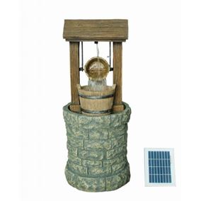 Solar Powered Wishing Well Water Feature with Battery Back Up