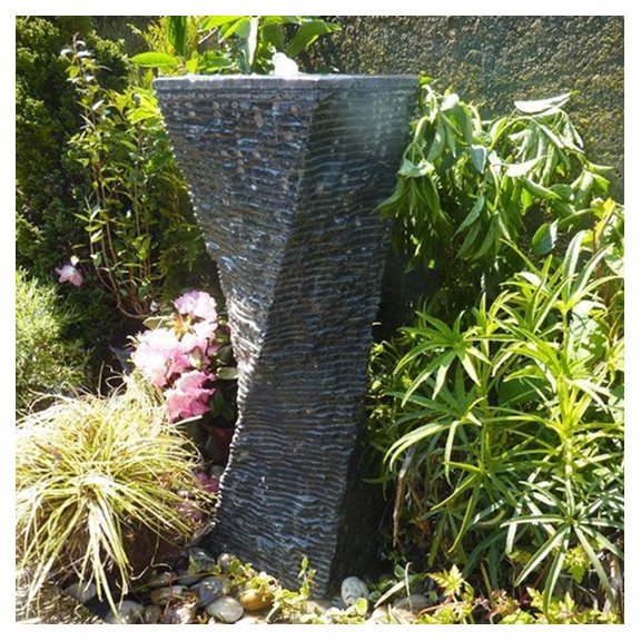 75cm Twisted Dark Grey Granite Column Water Feature Kit