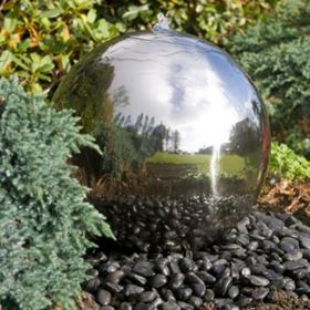 50cm Solar Powered Stainless Steel Sphere Water Feature